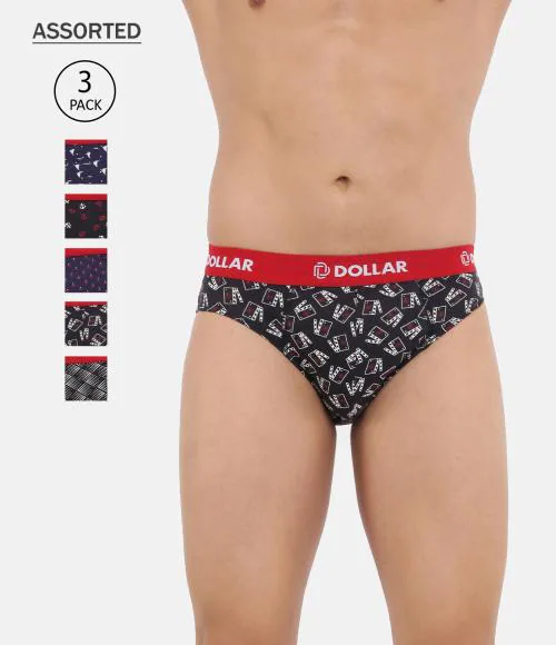 Dollar Bigboss Men's Pack of 3 Printed Modern Brief