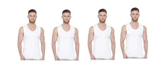 Lexora Men's Cotton Broad shoulder White Vest Sleeveless Pack of 4 - 95cm