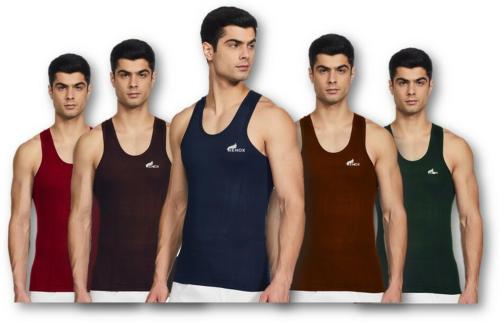 Renox Men Solid Cotton Pack Of 5 Tank (80)_S