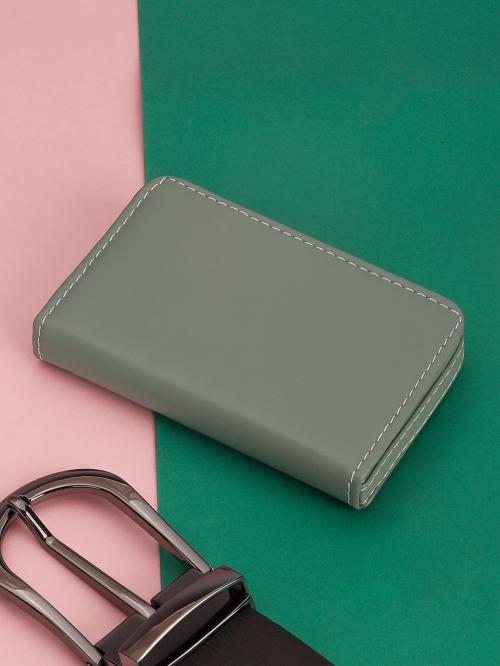 Winsome Deal Unisex Artificial Leather Green Card Holder