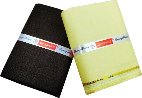 JHABAK'S Yellow Men Self Design Pure Cotton Shirt & Trouser Fabric