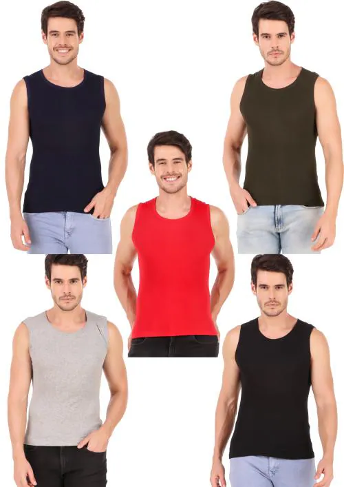 Hap Men's Cotton Muscle Tee Vests Multicolor - Pack of 5_XS / Style#222