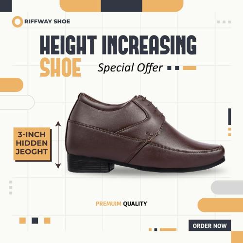CELTICA Height Increasing Men Shoes | Dress & Derby Lace-Up Formal Leather Shoes Lace Up For Men (Brown)