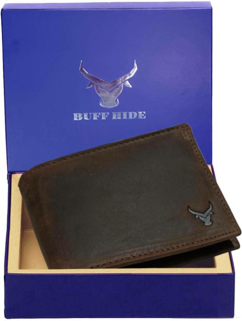 Buy BUFFHIDE Brown Genuine Leather RFID Wallet For Men (5 Card Slots ...