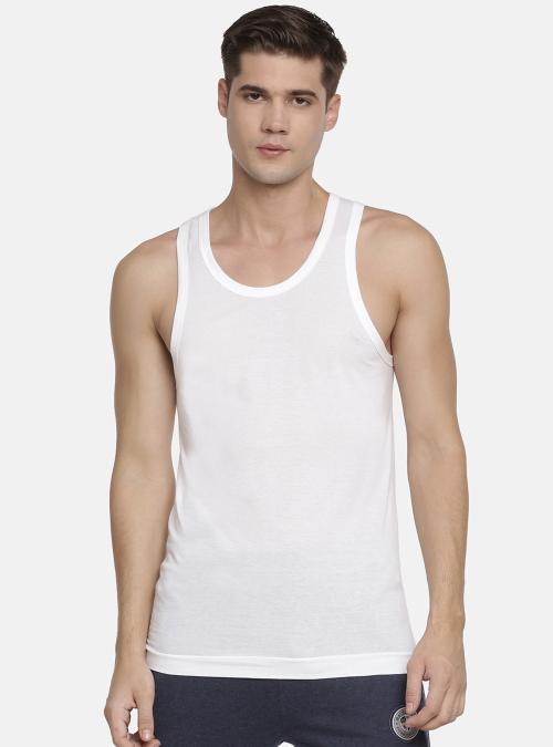 Rupa Macroman M Series Men's White Solid 100% Cotton Pack of 2 Vest