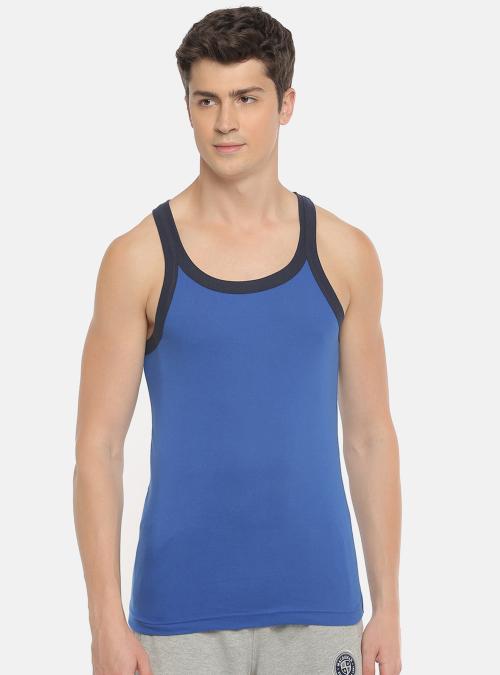 Rupa Macroman M Series Men's Royal Blue Solid 100% Cotton Vest