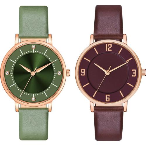 Splazos Analog Maroon, Green Dial Maroon Strap Watch For Women & Girls (Pack of 2)