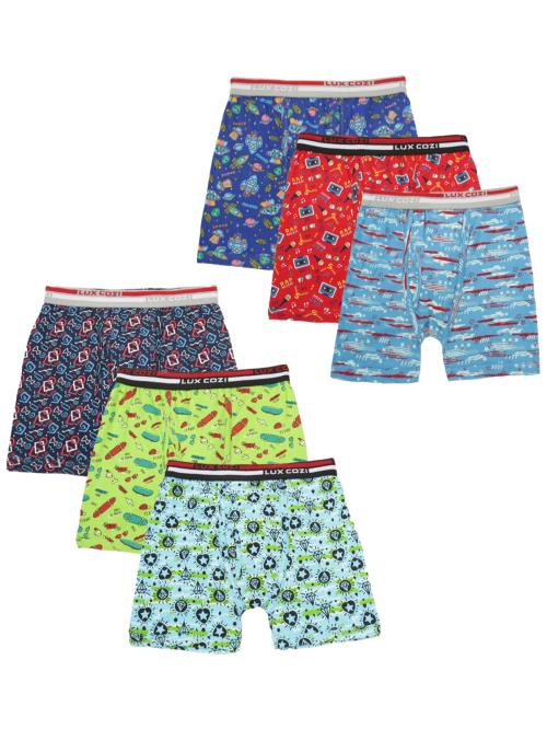 Lux Cozi Boys Multicolor Printed Cotton Pack of 6 Trunk