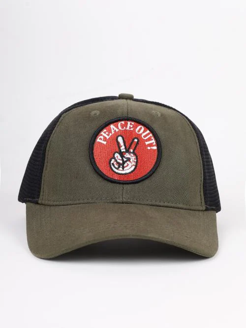 DROOP PEACE OUT TRUCKER CAP ADJUSTABLE STRAP WITH PLASTIC SNAPBACK