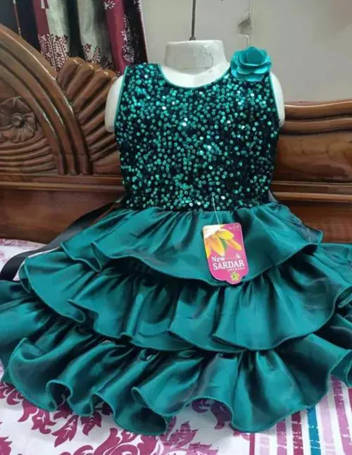 RLG-Baby-Girls-Midi/Knee-Length-Party-Dress(DARK GREEN 7-8 YEARS)