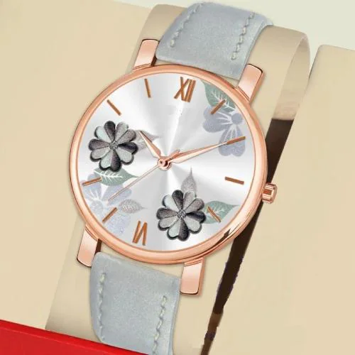 ILOZ New Stylish & Designer Casual Grey Dial Leather Belt Formal Casual Wear Branded Wrist Watch For Girl Classy Look Analog Watch - For Women