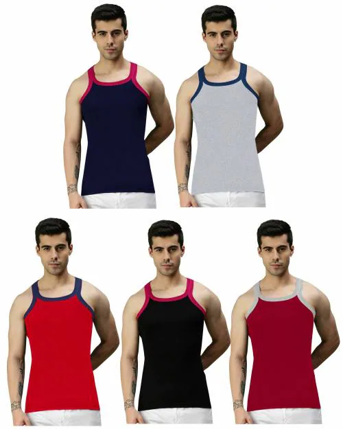 DRAKO MENS GYM VEST CORE - 100% COTTON- 5 PC'S PACK - XL