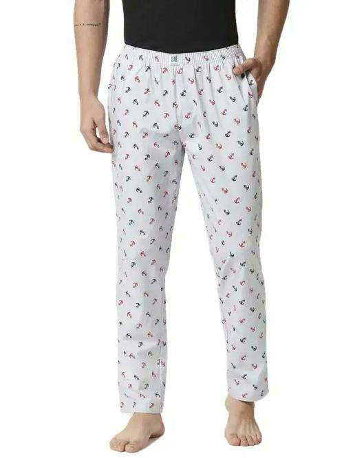 Manaca Men White Printed Cotton Pyjamas