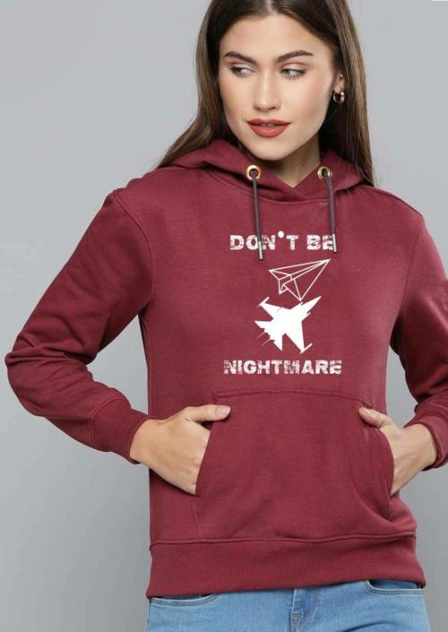 ON D WAY Women Full Sleeve Printed Hooded Sweatshirt
