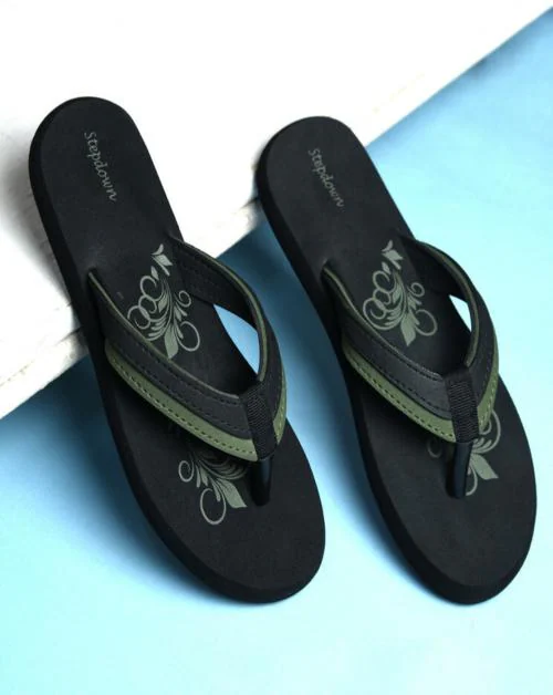 STEP DOWN Slippers For Women(Black, Green )