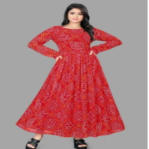 Bugaliya Anita Creation Women's Georgette Digital Printed Long Kurta Kurti Maxi Dress Collection Traditional Ethnic Long Gown Party Dresses Western Girls and Women Dress
