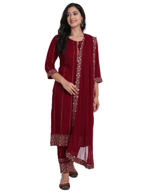 Ziva Fashion Women Ethnic Kurta with Trouser & With Dupatta