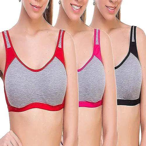 Buy Love Beauty Cotton Sports Bra Set for Women (Pack of 3) Online at