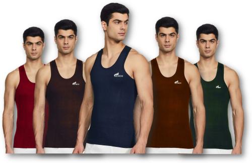 RENOX Men Solid Pack of 5 Vest (75)