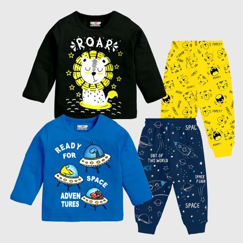 KUCHIPOO Baby Boy Regular Fit Cotton T-Shirts and Pyjamas Set (KUC-PSUT-136 Multi-Colored)