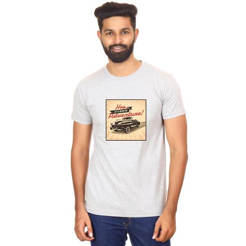 HUMUS Men melange hey adventure regular fit tshirt