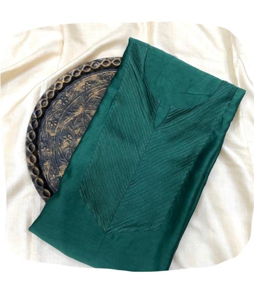 PALASH Women's Chanedri With Golden Zari Designs Dress Material Fabric Length 2.5 Meter Green color PAL.FAB.CHA.98