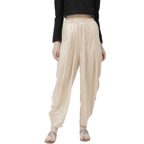 GO COLORS Women White Solid 100% Cotton Patiala Pant