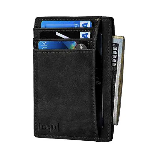 RASHIDI Beautiful Unisex Artificial Leather Credit Card Holder Wallet (Black, 9 Card Slots)