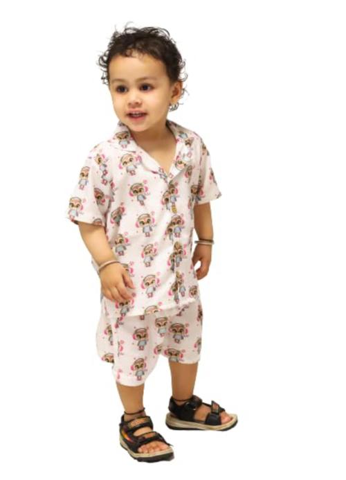 Unbind Boys And Girls 90 Percent Polycotton, 10 Percent Viscose Shirt And Short Clothing Sets
