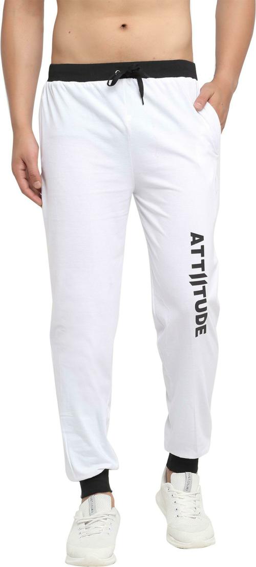 Vimal Jonney Men White Printed Cotton Blend Track Pants