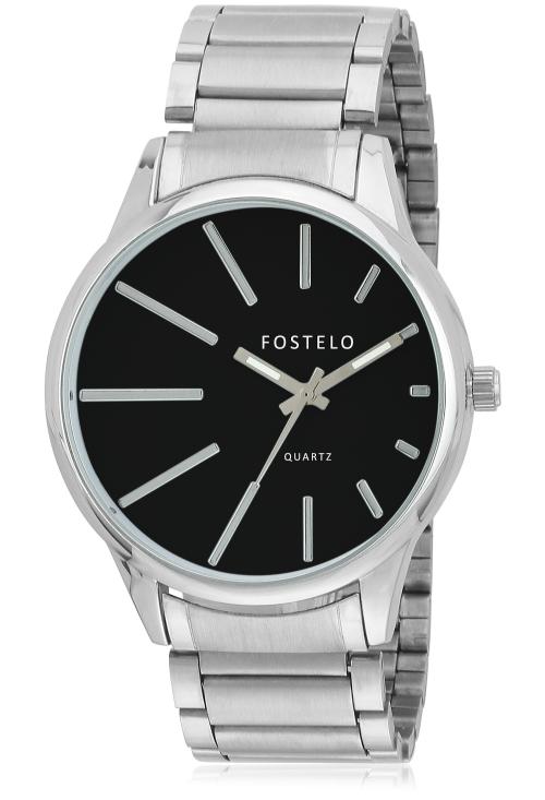 FOSTELO BLACK MEN'S WRIST WATCH FST-68
