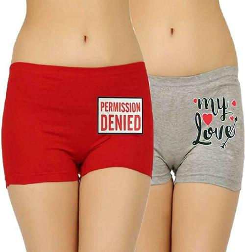 Buy Jocker Women Multicolor Cotton Pack Of 2 Boy Shorts Panties (80 Cm