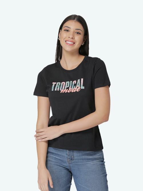 Mode By Red Tape Women's Black T-Shirt