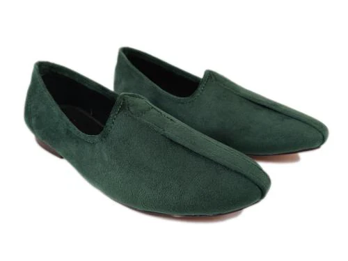 Velour India Men's Jutti Olive Green Velvet Mojari Loafers-8UK