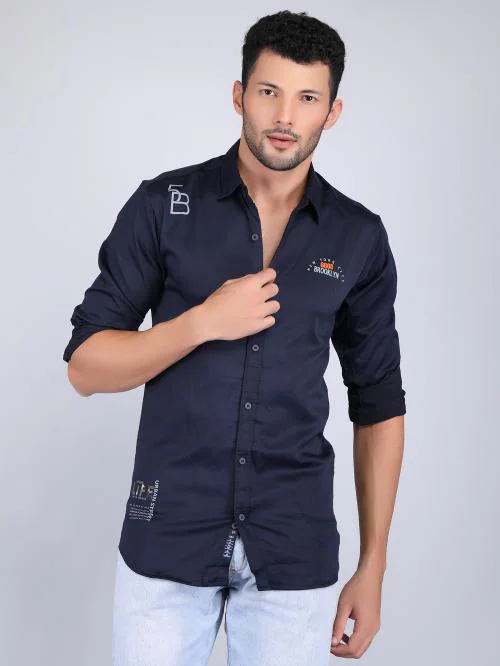 THE HELL DRIVER PLAIN PREMIUM LYCRA SHIRTS,Exclusive Premium lycra Fabric,100% Cotton shirts,Exclusive Winter Collection,HEAVY WASH Pure Cotton Navy Blue Color Shirt for men