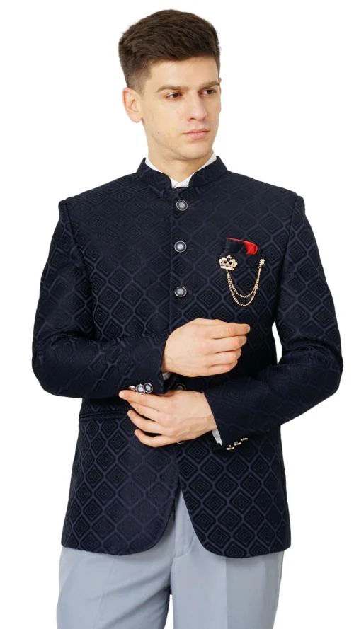 MR. DULHA Men's Polyester Viscose Blend Jodhpuri Style Coat Suit, Regular Fit Jodhpuri Coat for Occasion/Birthday Party/Wedding/Festival, Jodhpuri Blazer-XXL