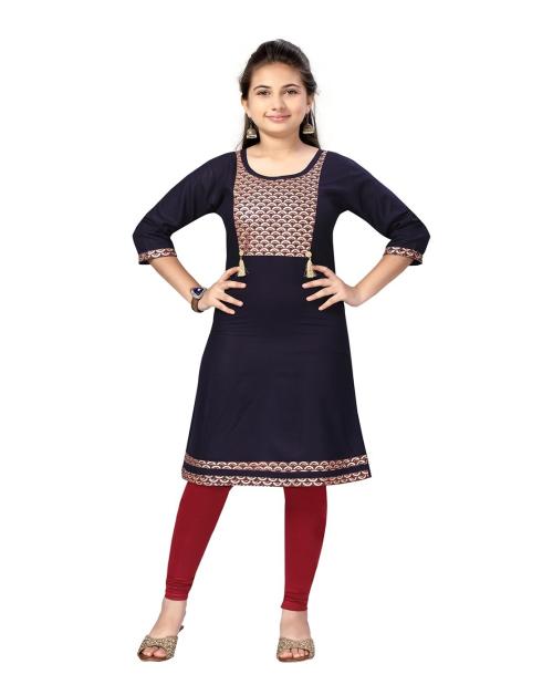 Muhuratam Girls Navy Blue Colour Kurti
