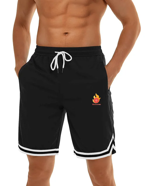 Hot Button Black Knee-Length Gym Shorts with Side Pockets for Men at JioMart - Stay Stylish and Comfortable During Workouts