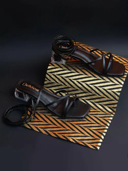 Dchica Black Lace-up Gladiator Heel For Kids