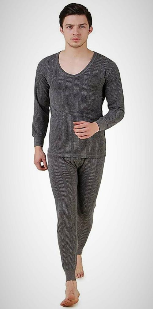 REVEXO Men Polycotton Top - Pyjama Set Thermal - L