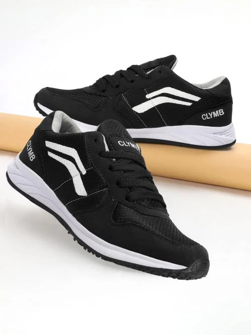 CLYMB Men's Saga-1 Black Flynet Lace's Up Walking/Outdoor/Gym & Traning/Running Sports Shoes