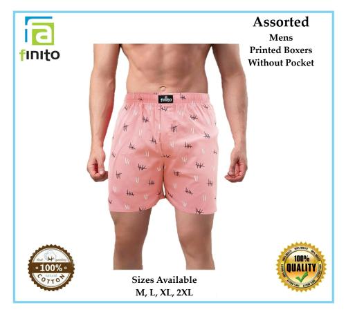 FINITO MENS PRINTED COTTON BOXERS WITHOUT POCKETS