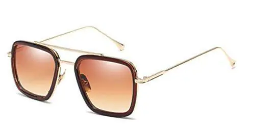 SIDEWOK Metal Body Square Metallic Sunglasses for Men (SUN-TSK-BRN-BRN)