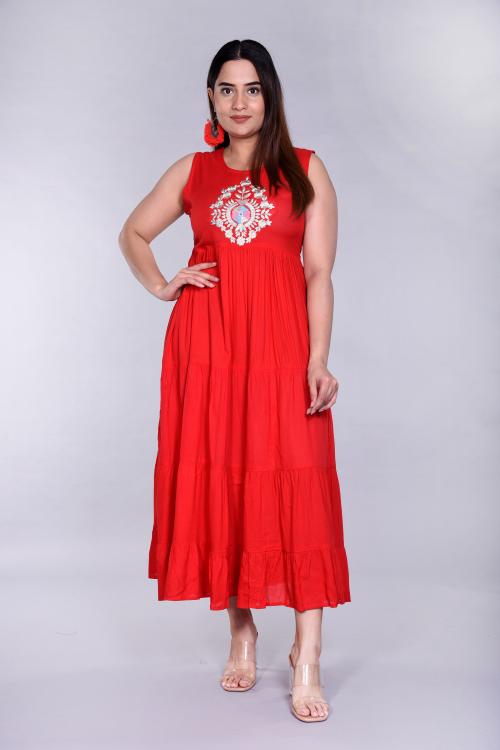 13-Star Rayon Anarkali Embroidered Jaipuri Kurta with Jacket