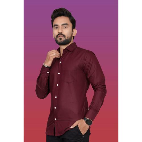 KALANABH Maroon boys shirt maroon shirt plan maroon shirt indian fashion shirt smart look fashion cloth boys fashion (PACK OF 1 PIECES SIZE- M)