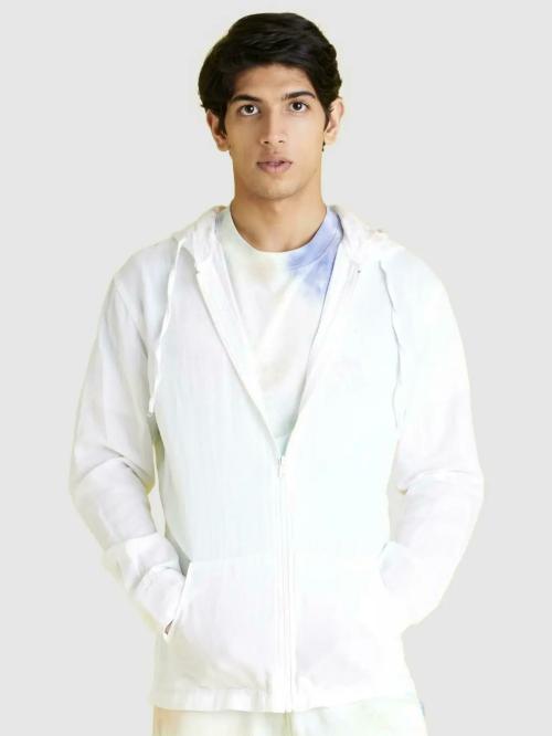 Celio Mens White Solid Linen Shirt By Celio