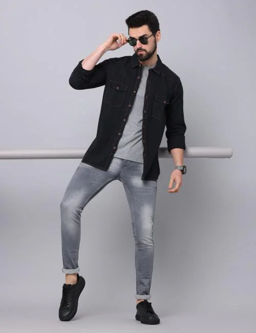 GOLD BOAT MEN's DENIM BLACK SHIRTS
