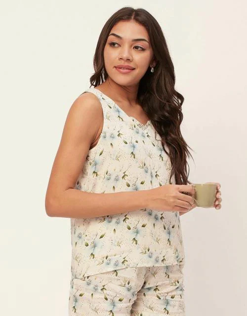 Moomaya Sleepwear, Sleeveless Top Shorts Sets, Tank Top With Shorts Nightwear