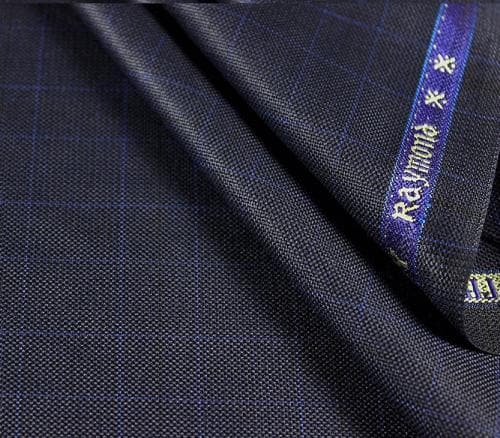 Raymond Blue Checkered Poly Viscose Unstitched Pant Piece