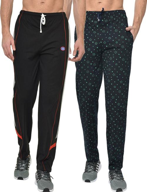 Buy Vimal Jonney Men Multicolor Solid Cotton Blend Track Pants (Pack of